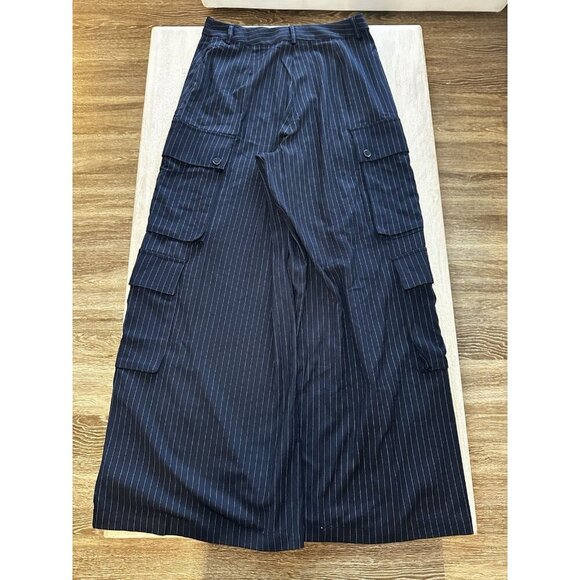 Anthropologie TwentySixHundred NWT Pinstripe Utility Pants Wide Leg Navy Size 10 - Picture 11 of 13